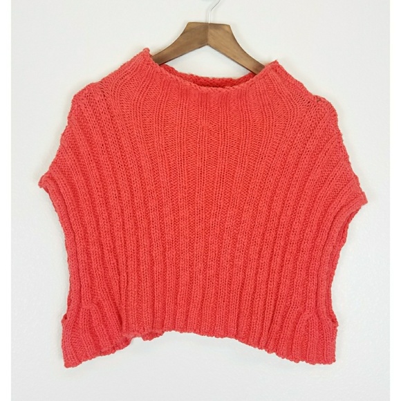 Free People orange knitted crop sweater - Picture 2 of 6